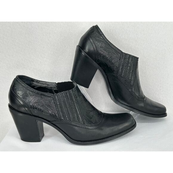 Antonio Melani Leather Square Toe Western Ankle Boots 8M - Picture 3 of 9